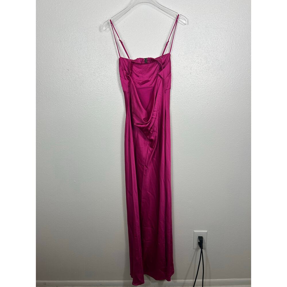Abercrombie & Fitch Hot Pink Satin Midi Slip Dress - Picture 8 of 8